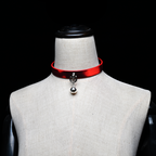 WILDCHOK [Thermo Bell] Unisex Adjustable Heat-Sensitive Color-Changing PU Leather Choker with Bell Pendant