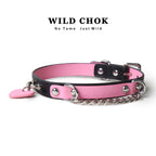 WILD CHOK - Pink Black Two-Tone Heart Pendant Metal Chain Edgy Daily Party Accessory