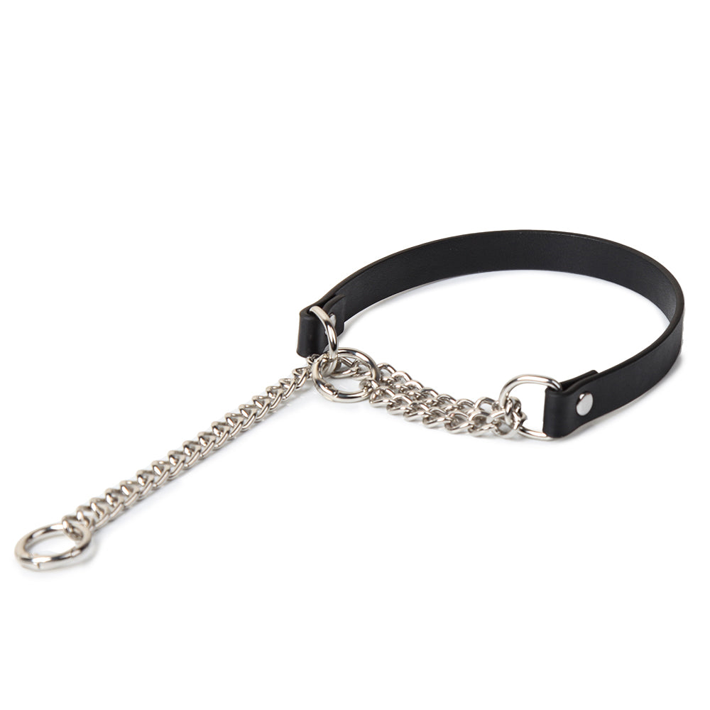 WILDCHOK PU Leather Choker with Chain O-Ring Adjustable Collar Necklace
