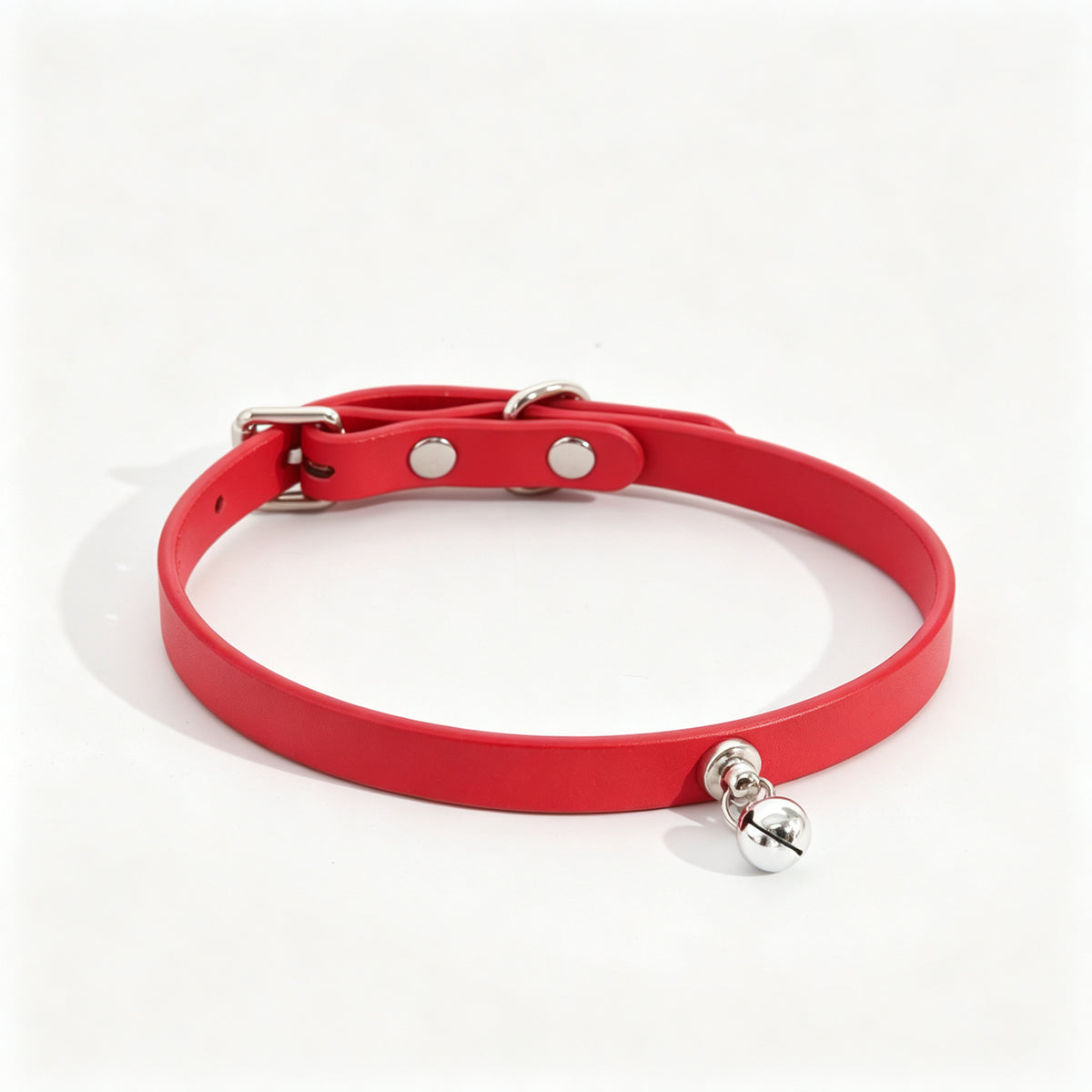 WILDCHOK Genuine Cowhide Choker, Adjustable Leather Necklace with Silver Bell Charm