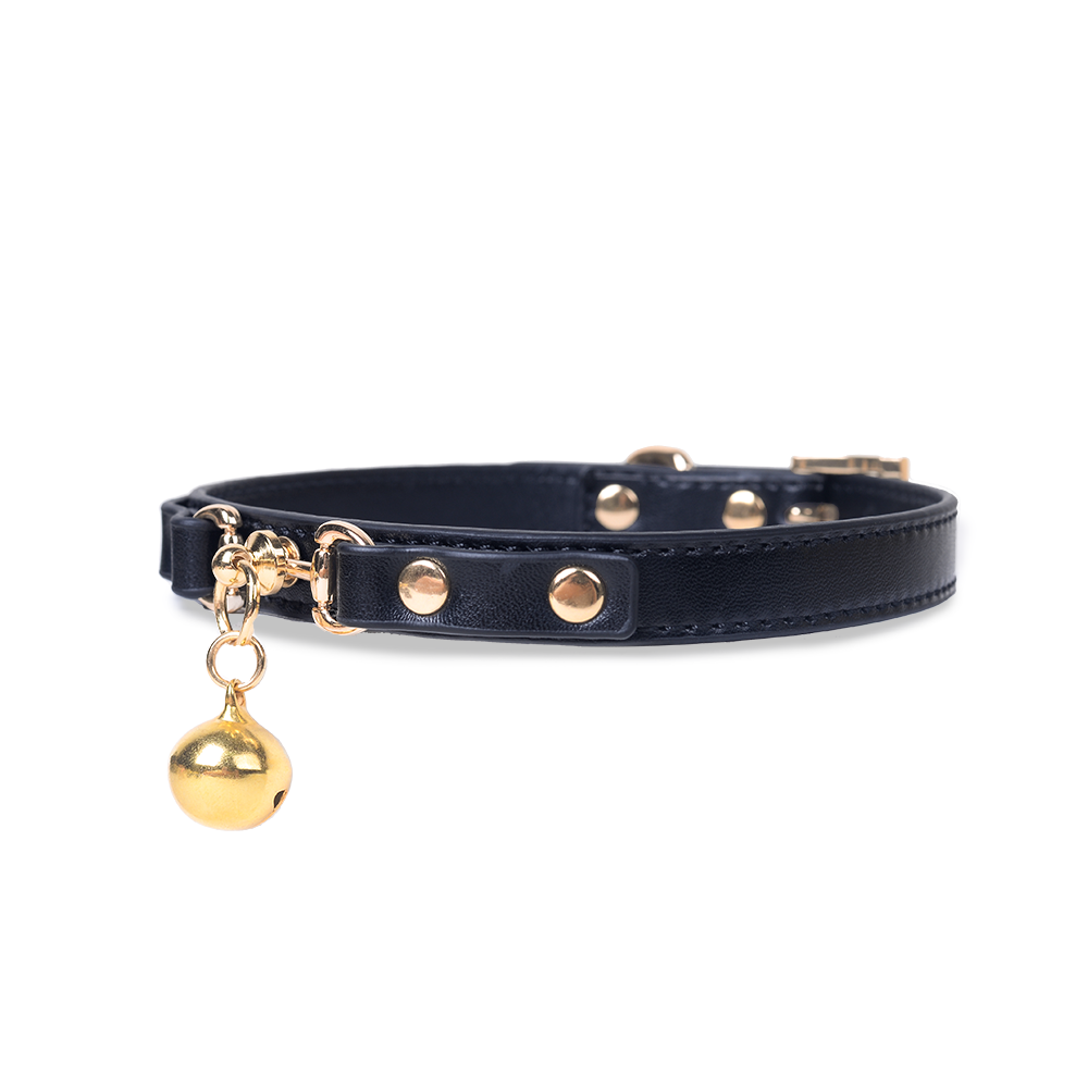 WILDCHOK [Bell] Unisex Adjustable PU Leather Choker Necklace Bell Pendant