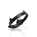 Cat Ear Snake Print Genuine Cowhide Choker, Adjustable Cat Pendant Collar