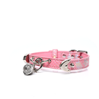 WILDCHOK Snake-Print Leather Choker, O-Ring Collar with Bell