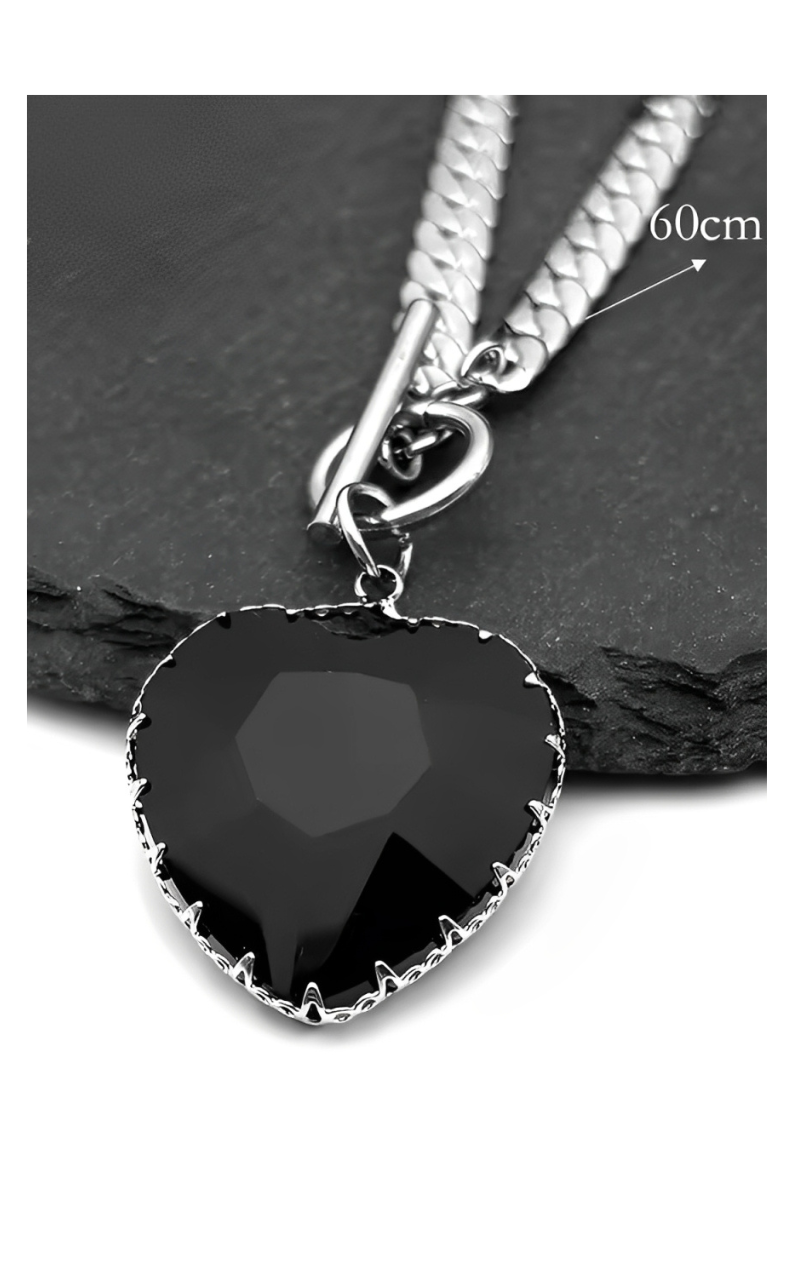 WILDCHOK - Heart Glass Pendant Choker