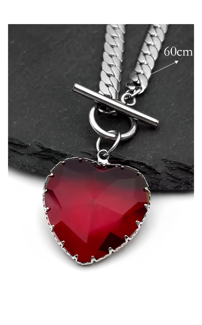 WILDCHOK - Heart Glass Pendant Choker