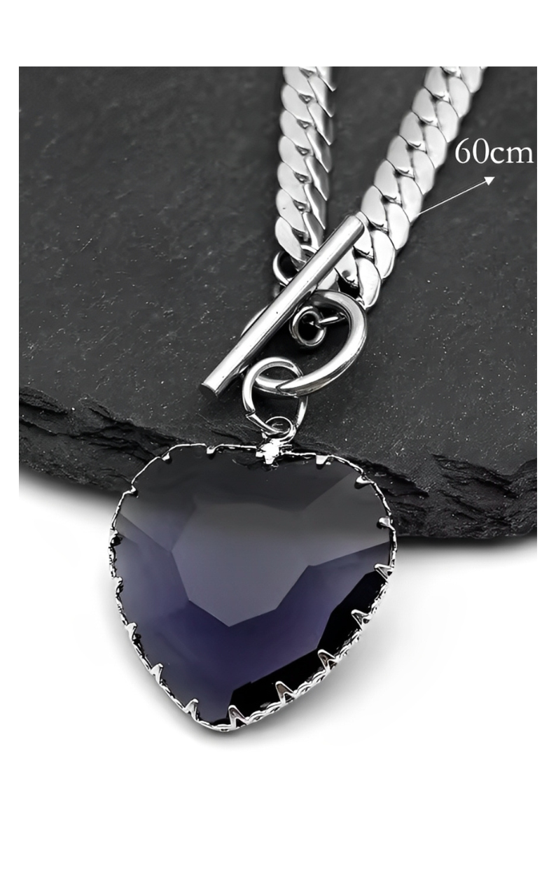WILDCHOK - Heart Glass Pendant Choker
