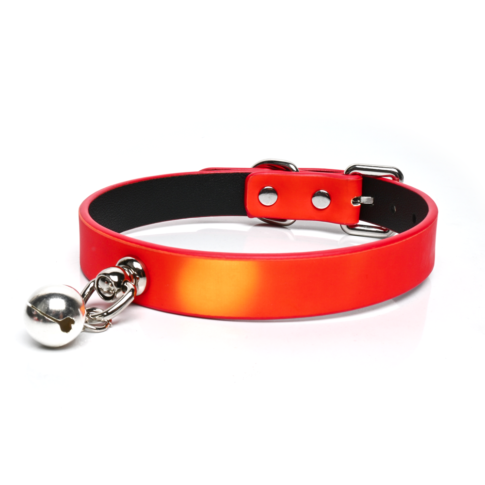 WILDCHOK [Thermo Bell] Unisex Adjustable Heat-Sensitive Color-Changing PU Leather Choker with Bell Pendant