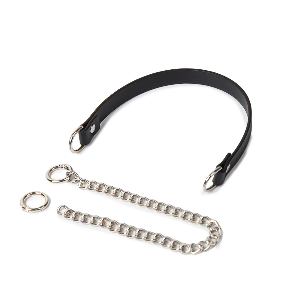 WILDCHOK PU Leather Choker with Chain O-Ring Adjustable Collar Necklace