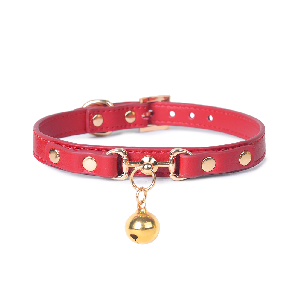 WILDCHOK [Bell] Unisex Adjustable PU Leather Choker Necklace Bell Pendant