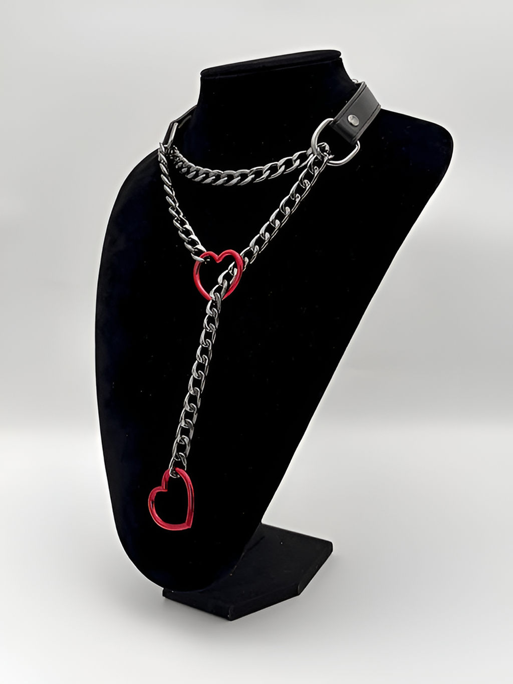 WILDCHOK - Heart Slip Chain Leather Choker Collar