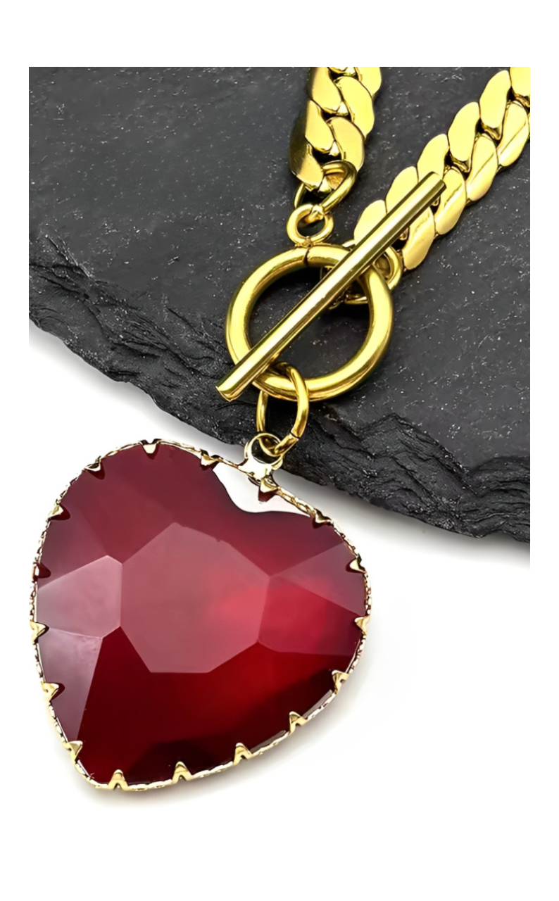 WILDCHOK - Heart Glass Pendant Choker