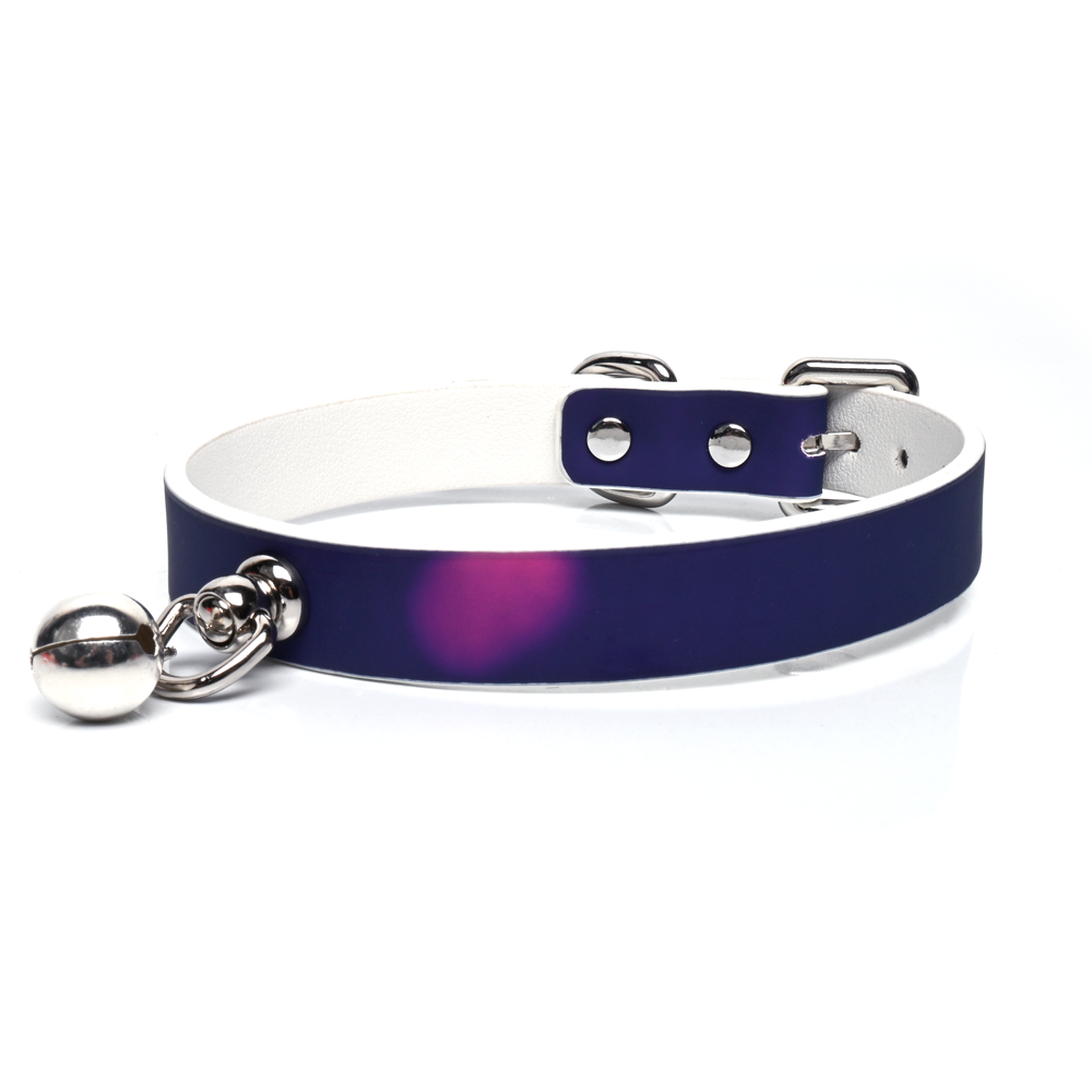 WILDCHOK [Thermo Bell] Unisex Adjustable Heat-Sensitive Color-Changing PU Leather Choker with Bell Pendant