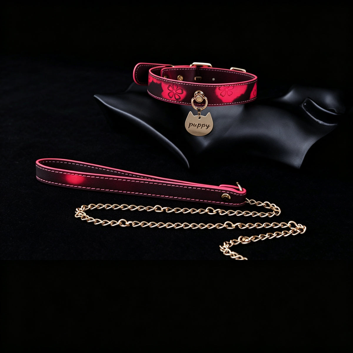 WILDCHOK Thermochromic Sakura Embossed Choker | Detachable Cat‑Shaped Engravable Charm