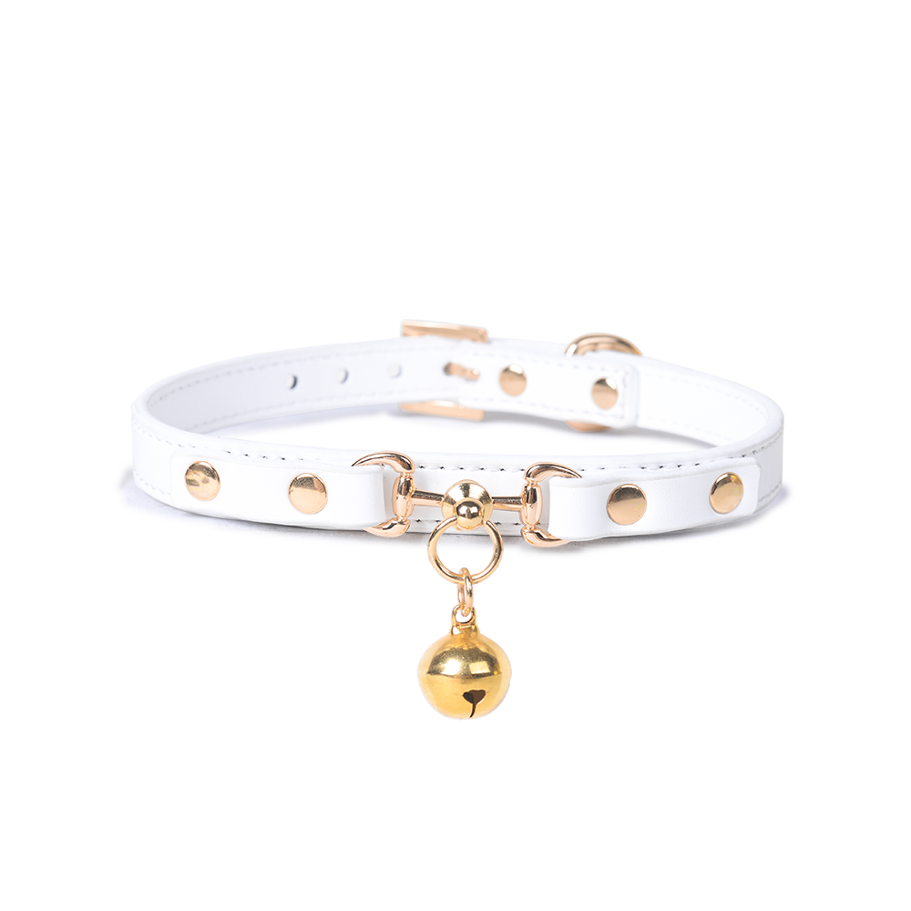 WILDCHOK [Bell] Unisex Adjustable PU Leather Choker Necklace Bell Pendant