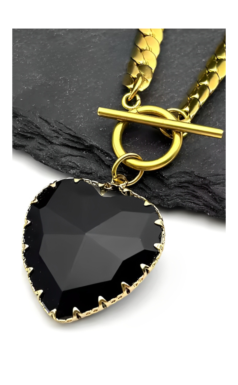 WILDCHOK - Heart Glass Pendant Choker