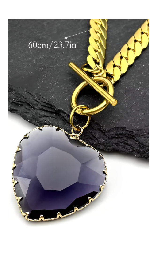 WILDCHOK - Heart Glass Pendant Choker