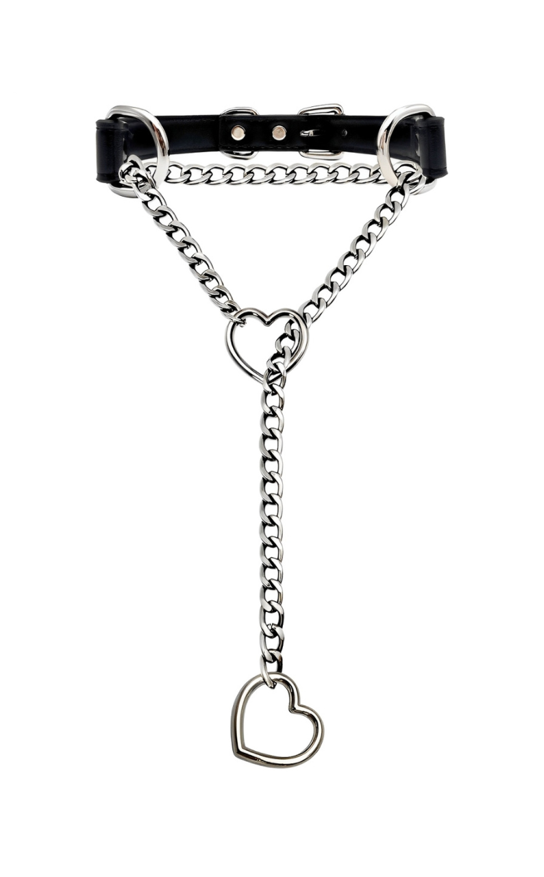 WILDCHOK - Heart Slip Chain Leather Choker Collar