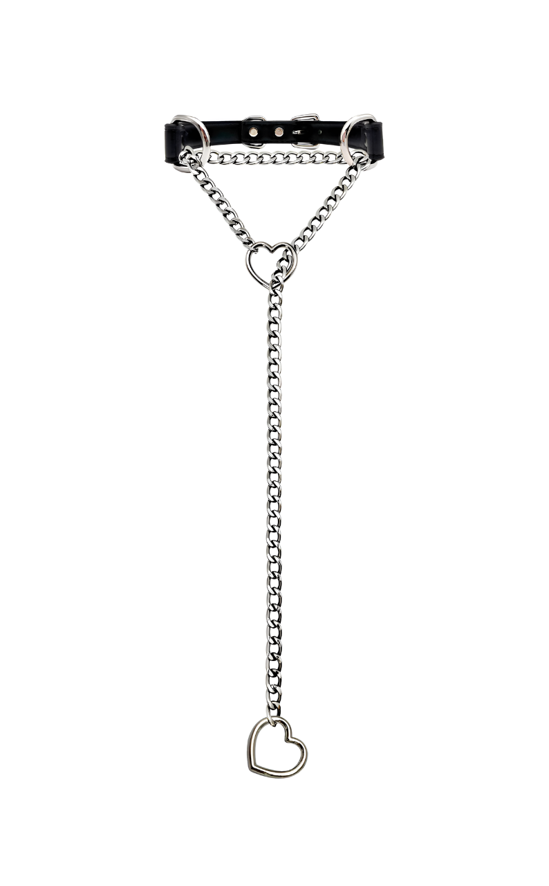 WILDCHOK - Heart Slip Chain Leather Choker Collar