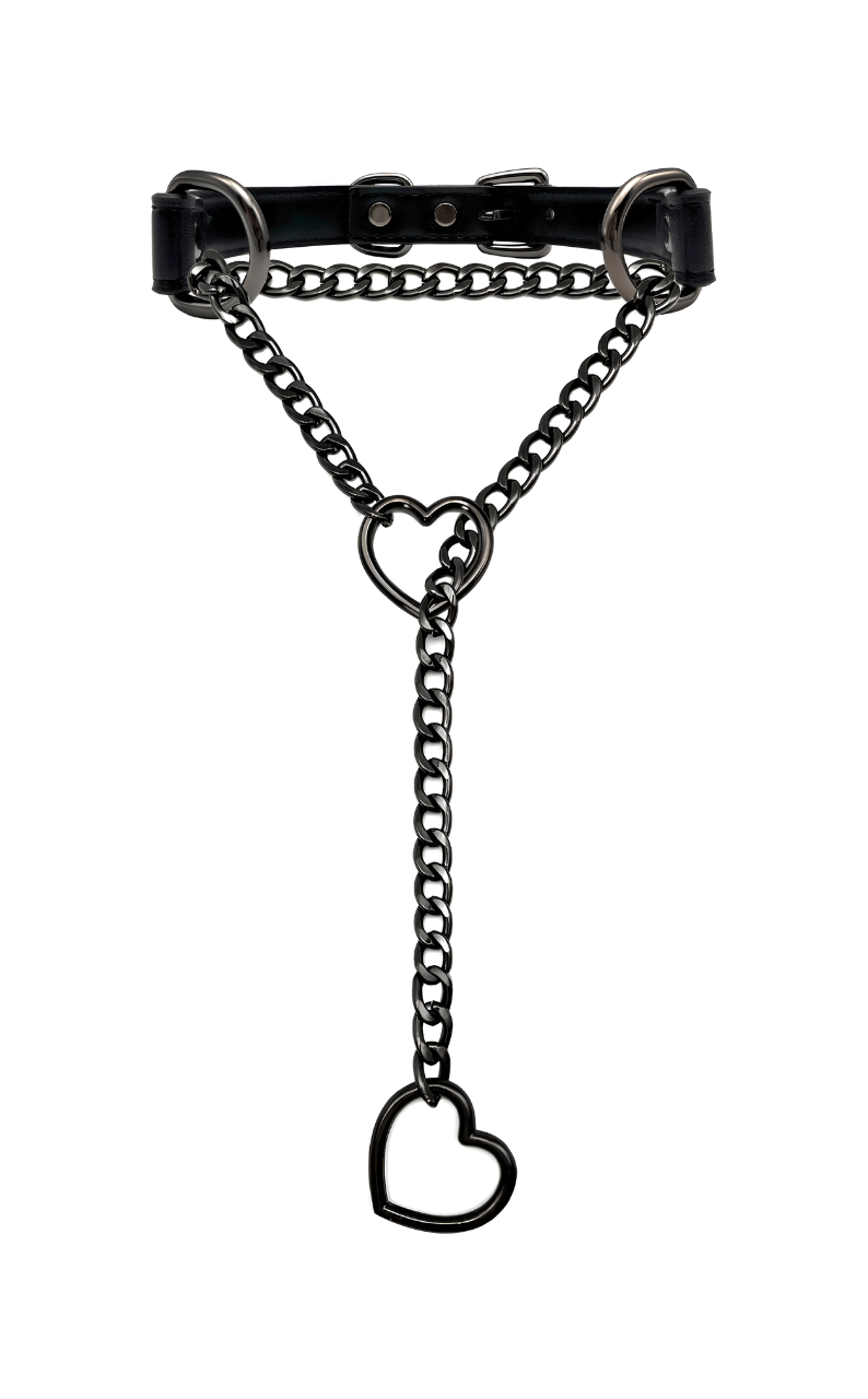 WILDCHOK - Heart Slip Chain Leather Choker Collar