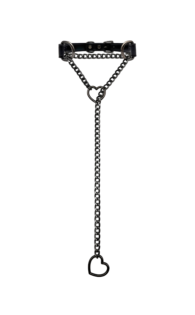WILDCHOK - Heart Slip Chain Leather Choker Collar