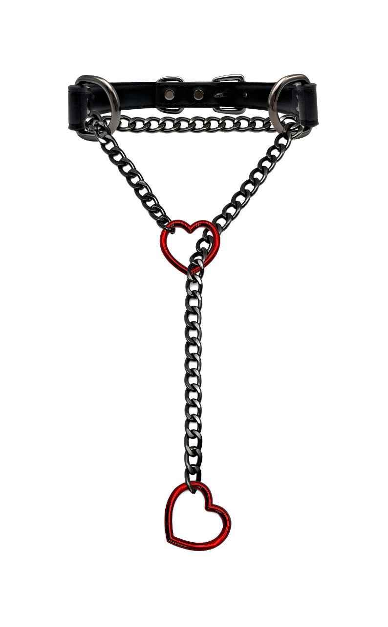 WILDCHOK - Heart Slip Chain Leather Choker Collar
