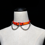 WILDCHOK Heat‑Reactive Color Changing PU Choker Necklace with Metal Chain Detail