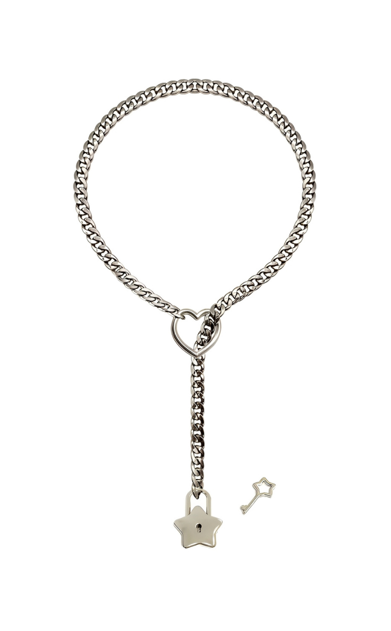 WILDCHOK -  Heart-Star Lock & Key Slip Chain