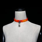 WILDCHOK [Thermo Bell] Unisex Adjustable Heat-Sensitive Color-Changing PU Leather Choker with Bell Pendant