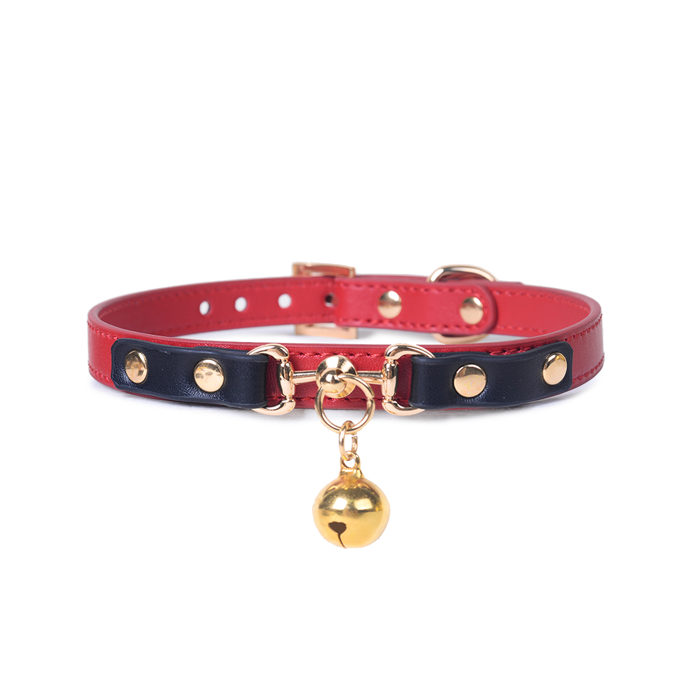 WILDCHOK [Bell] Unisex Adjustable PU Leather Choker Necklace Bell Pendant