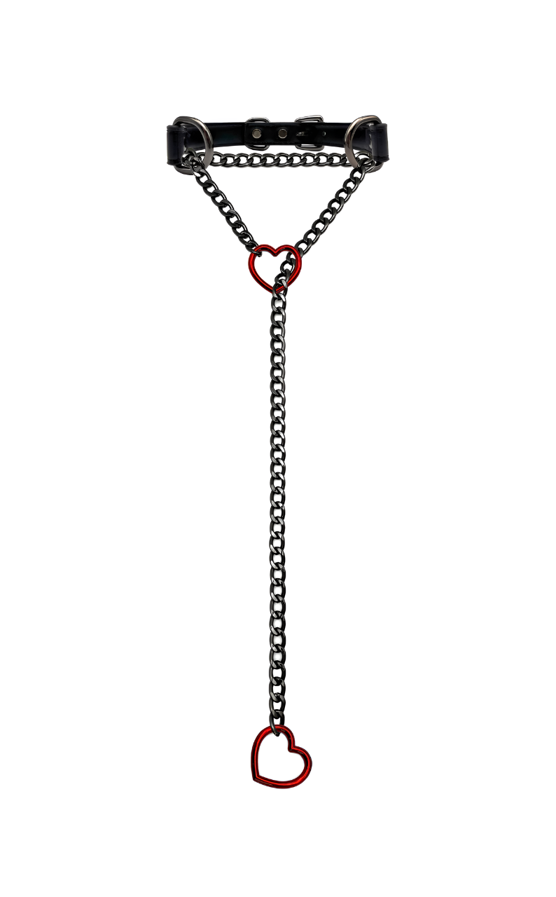 WILDCHOK - Heart Slip Chain Leather Choker Collar