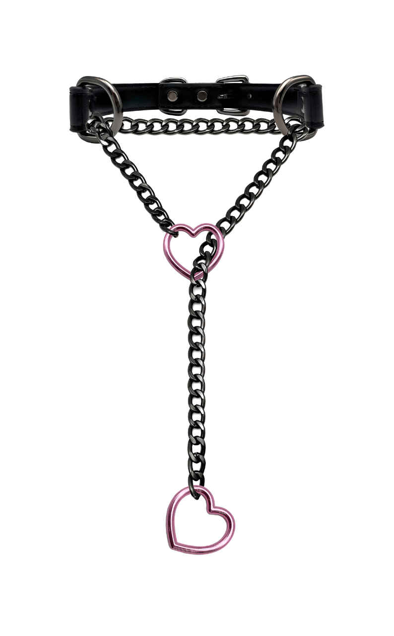 WILDCHOK - Heart Slip Chain Leather Choker Collar
