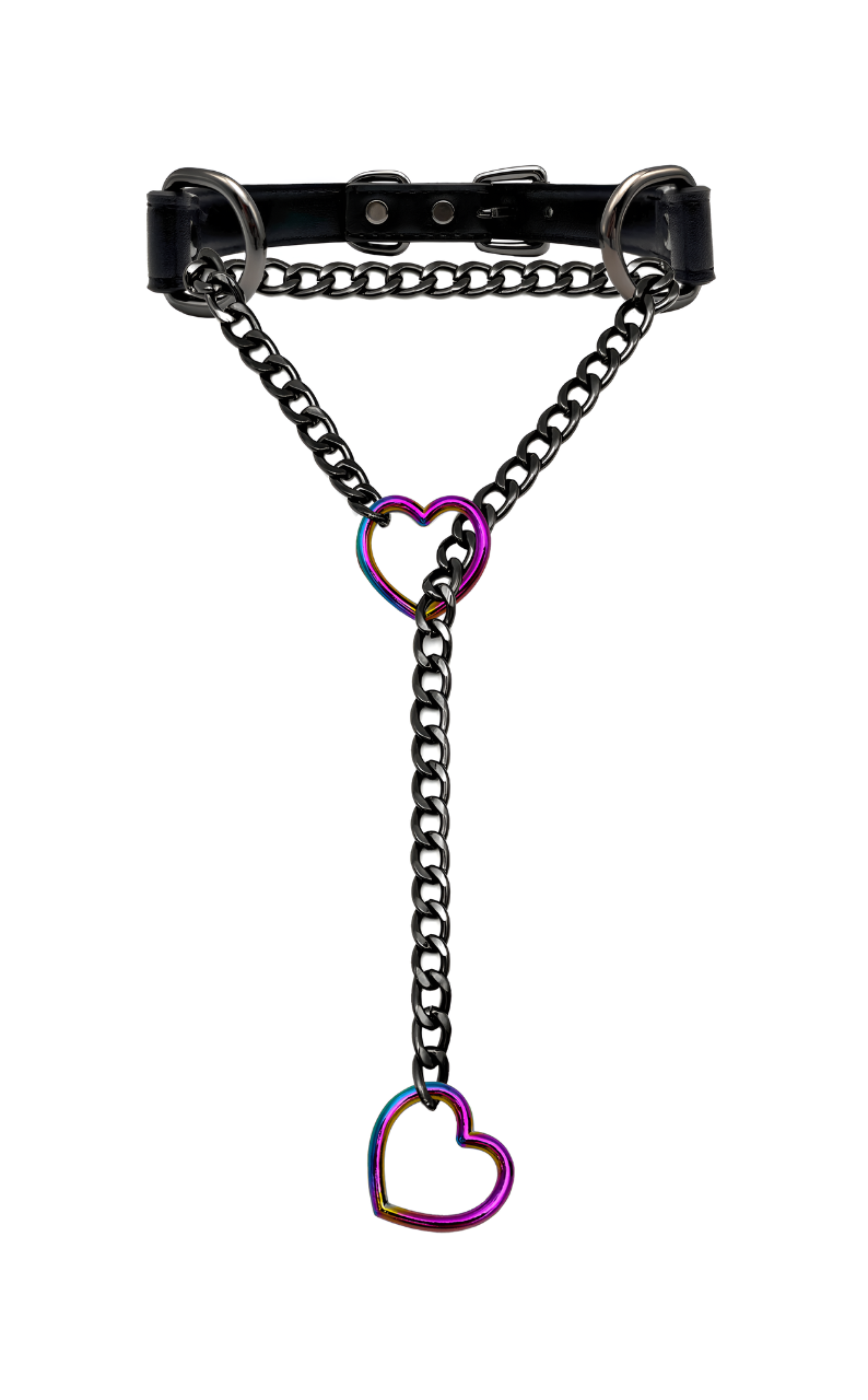 WILDCHOK - Heart Slip Chain Leather Choker Collar