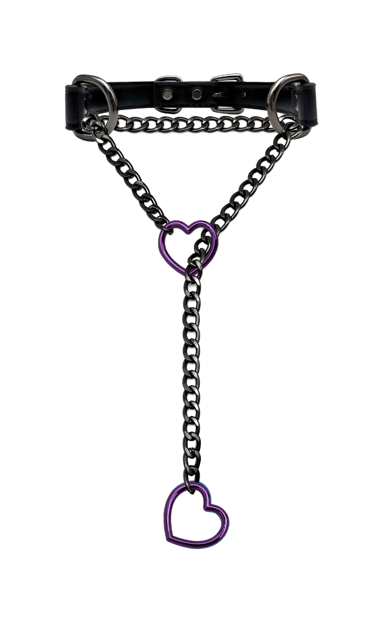 WILDCHOK - Heart Slip Chain Leather Choker Collar