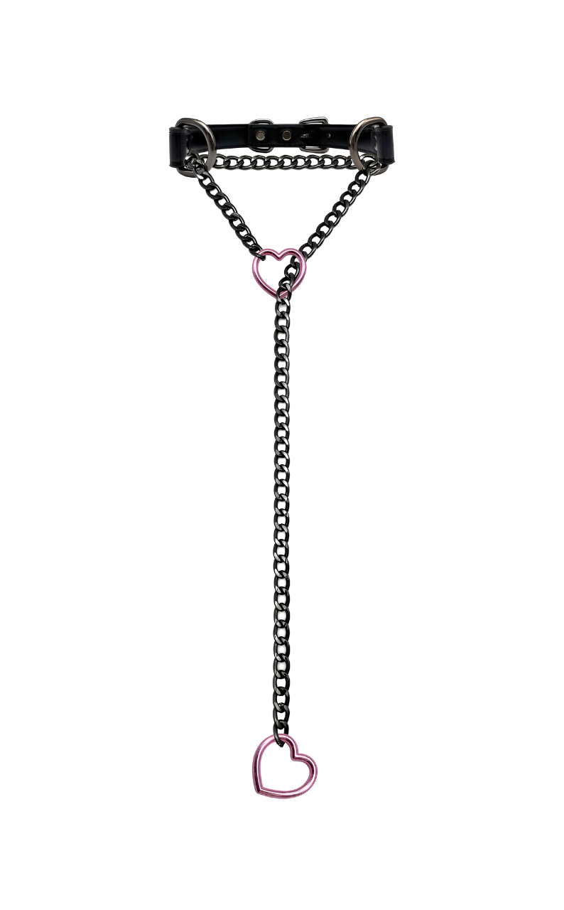 WILDCHOK - Heart Slip Chain Leather Choker Collar