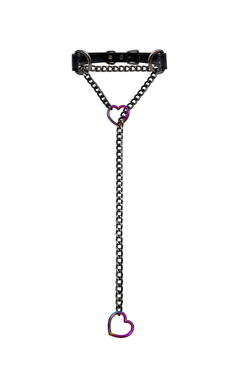 WILDCHOK - Heart Slip Chain Leather Choker Collar