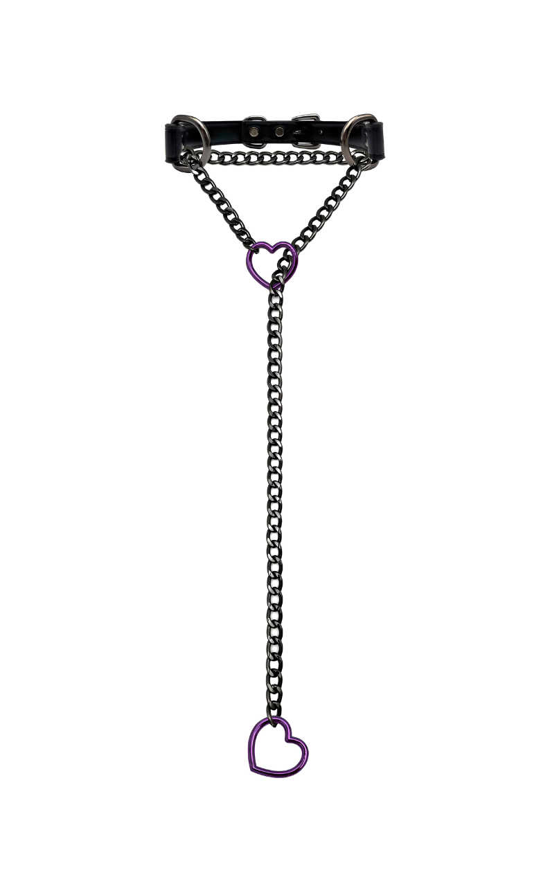 WILDCHOK - Heart Slip Chain Leather Choker Collar