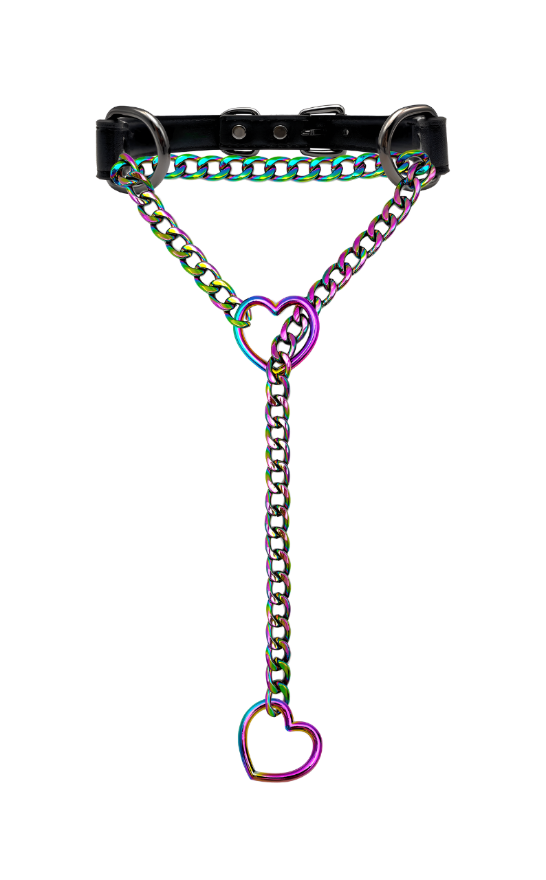 WILDCHOK - Heart Slip Chain Leather Choker Collar