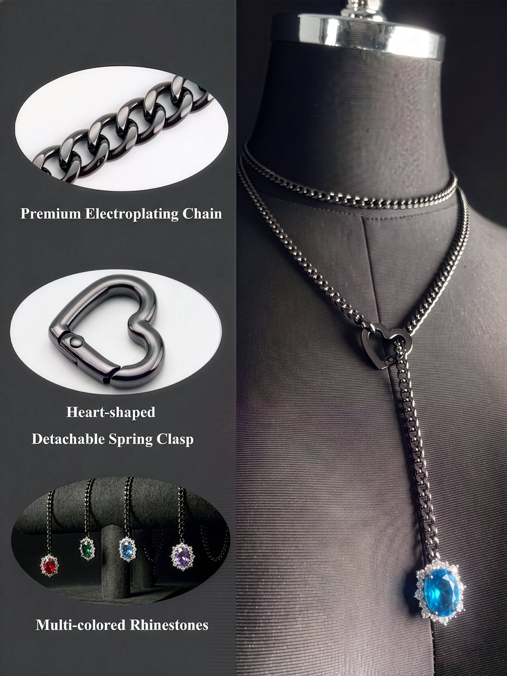 WILDCHOK - Gemstone Charm Loop Choker