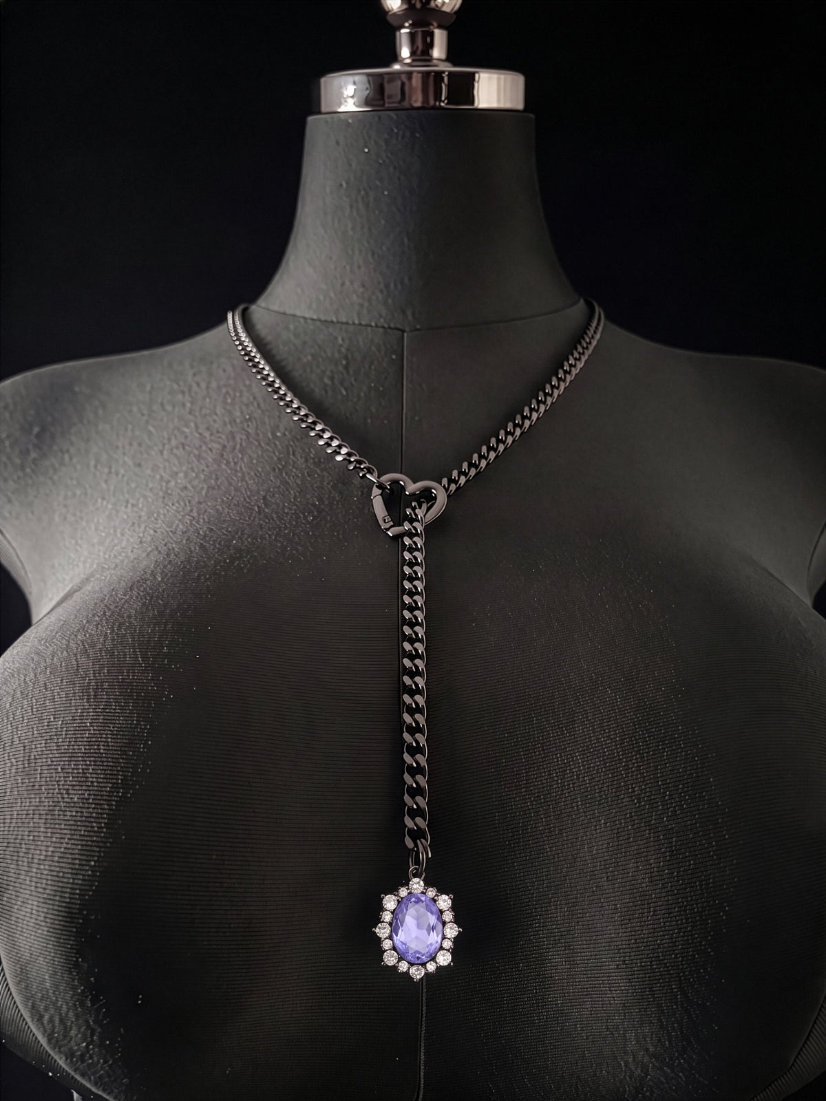 WILDCHOK - Gemstone Charm Slip Chain Choker