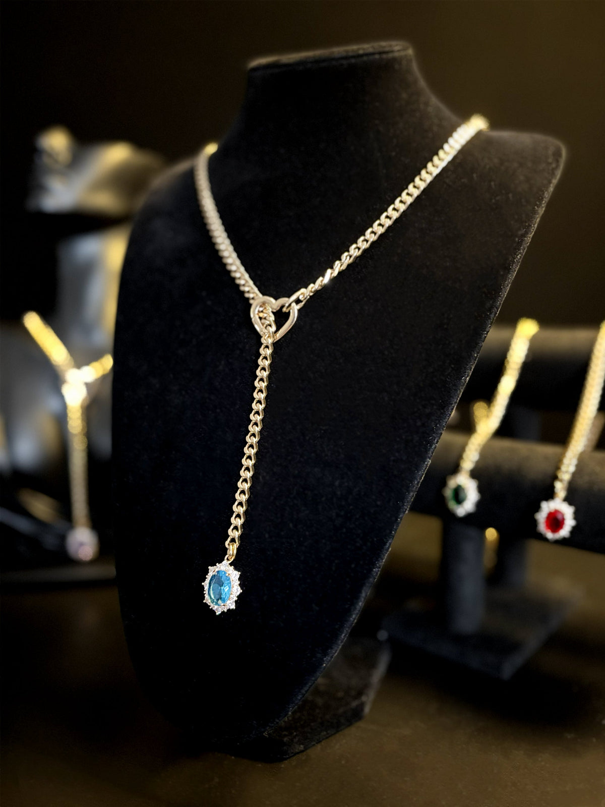 WILDCHOK - Gemstone Charm Slip Chain Choker