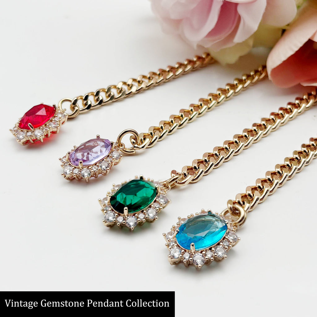 WILDCHOK - Gemstone Charm Slip Chain Choker