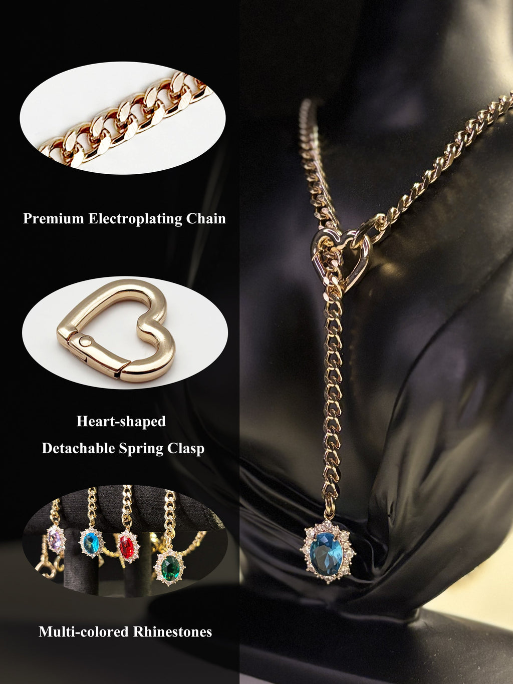 WILDCHOK - Gemstone Charm Slip Chain Choker