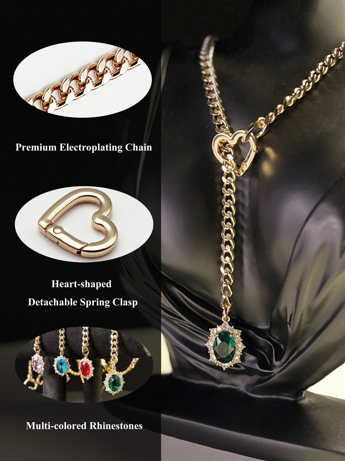 WILDCHOK - Gemstone Charm Slip Chain Choker