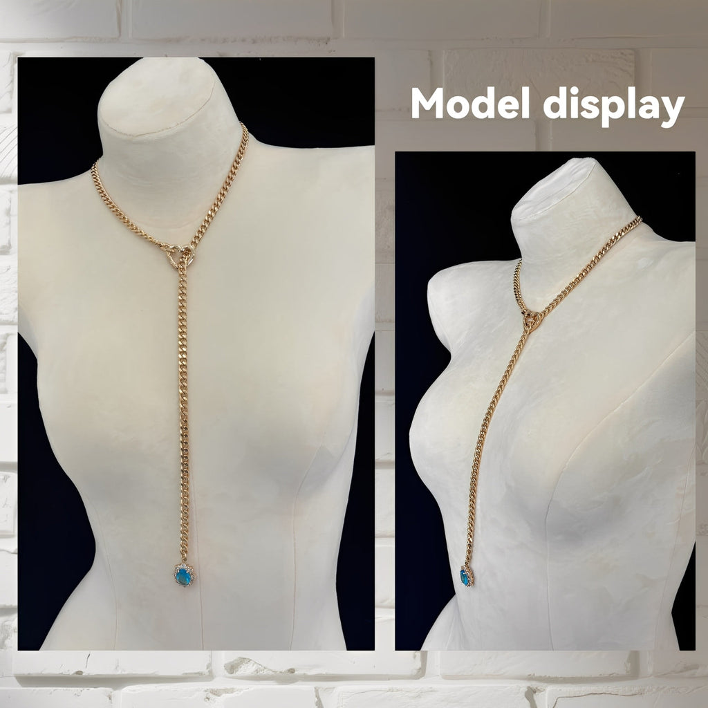 WILDCHOK - Gemstone Charm Slip Chain Choker