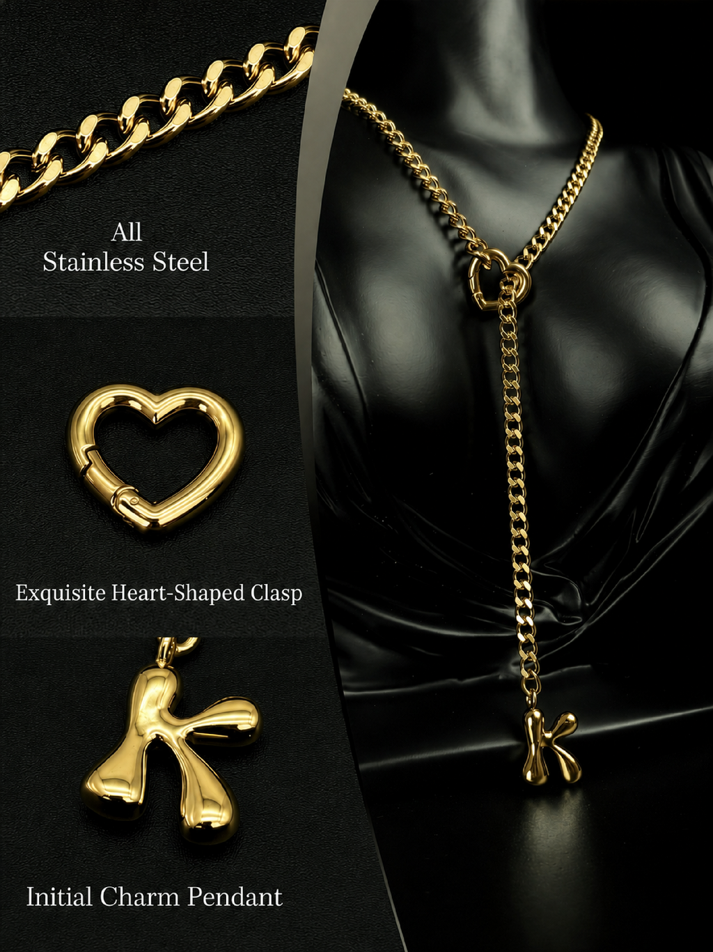 WILDCHOK - Initial Charm Slip Chain Choker