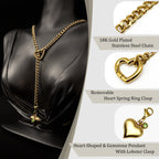 WILDCHOK - Heart Crystal Clasp Slip Chain Choker