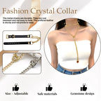 WILDCHOK - Crystal Charm Leather Choker Collar
