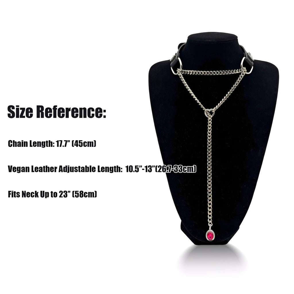 WILDCHOK - Crystal Charm Leather Choker Collar