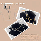 WILDCHOK - Crystal Charm Leather Choker Collar