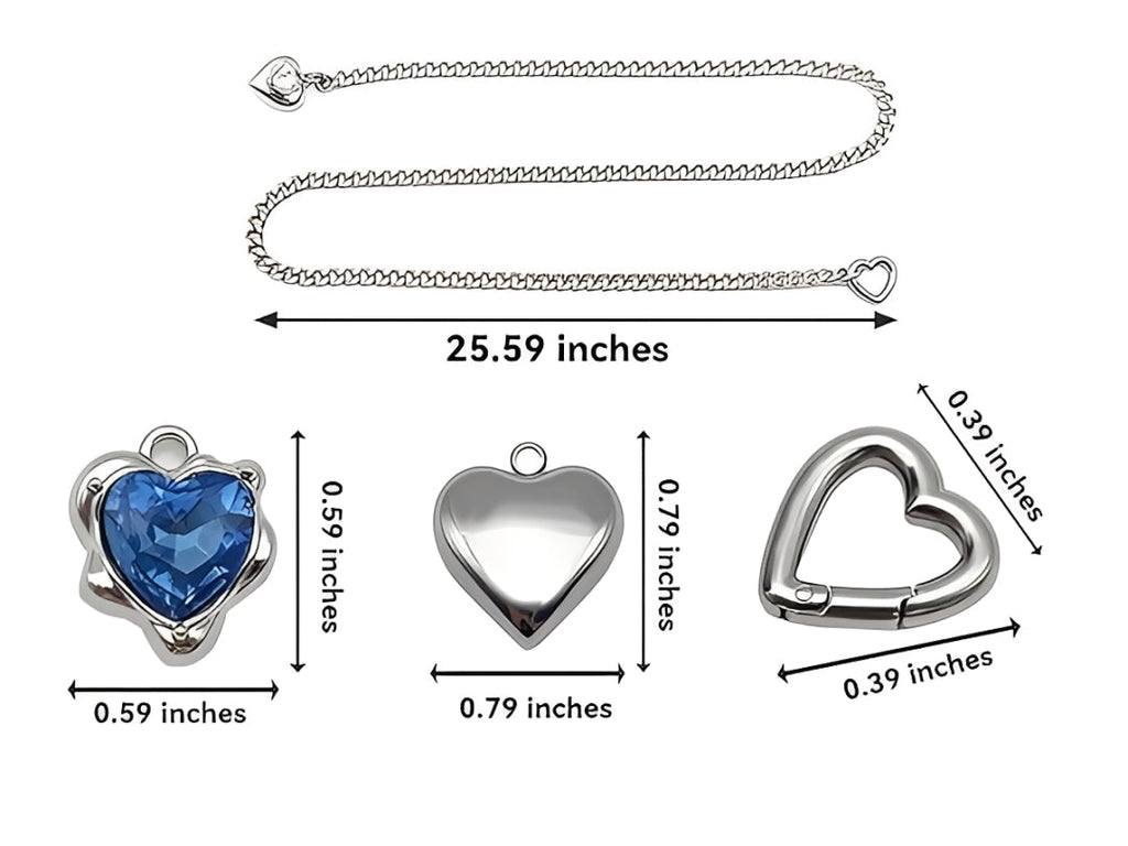 WILDCHOK - Heart Crystal Charm Slip Chain Choker